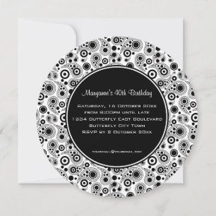 Invitation Style cachemire noir et blanc élégant Anniversaire