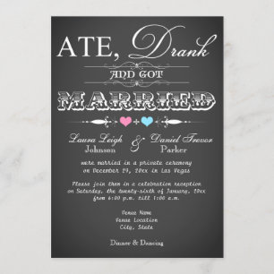 Invitation Style Chalkboard Réception de mariage uniquement I