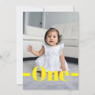 Invitation Style couverture de magazine Jaune Photo 1er anniv