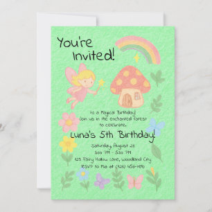 Invitation Style Crayon modifiable - Forêt de champignons poi