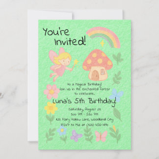 Invitation Style Crayon modifiable - Forêt de champignons poi