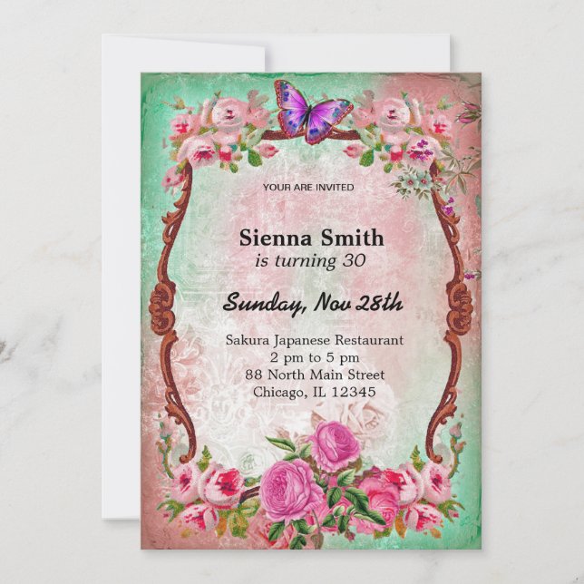 Invitation Style d'anniversaire vintage (Devant)