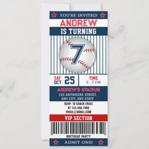 Invitation Style de billet de base-ball personnel sport pour
