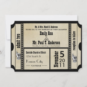 Invitation Style de billet Mariage de la feuille de jeu funky