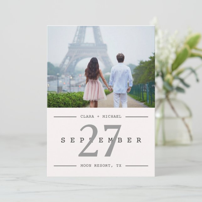 Invitation Style de calendrier Big Date Photo Enregistrer la  (Debout devant)