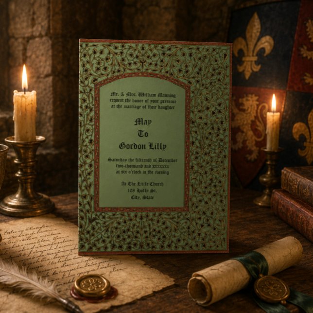 Invitation Style de feuillage de vigne de manuscrit enluminé  (Créateur téléchargé)