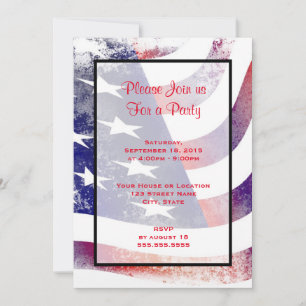 Invitation Style de Grunge Patriotique Faded American Drapeau