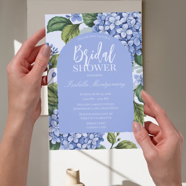 Invitation Style de mariage floral bleu hydrangea botanique (Botanical Blue Hydrangea Floral Bridal Style Invitations
)