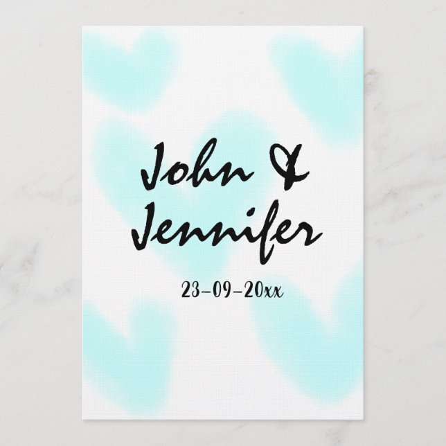 Invitation style de texte minimal simple blanc mariage cœur b (Devant)