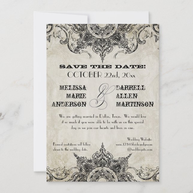 Invitation Style de typographie Graveurs Polices Flourishes t (Devant)