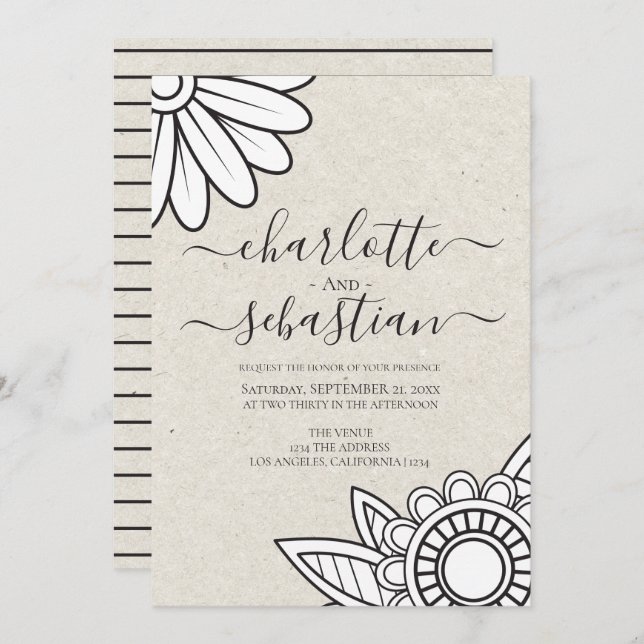 Invitation Style de typographie moderne Mariage (Devant / Derrière)