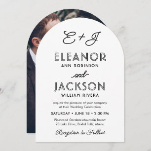 Invitation Style Déco Typographie & Monogramme Mariage photo