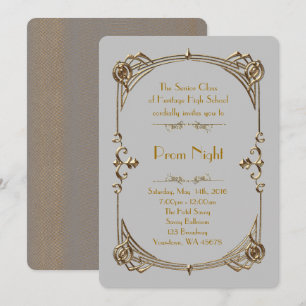 Invitation Style d'empire de bal de promo, or fondu, gris 2
