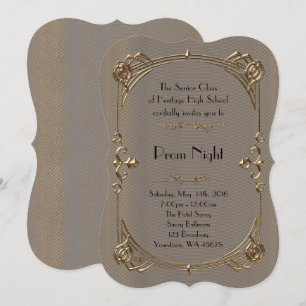 Invitation Style d'empire de bal de promo, or fondu, gris 2