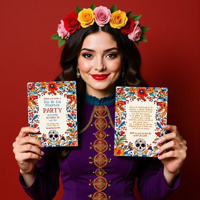 Invitation 💀 Style Doodle Día de Muertos ( Doodle style Día de Muertos Party Invitation)