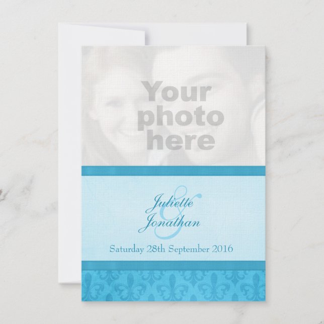 Invitation Style Fleur De Lis photo bleu (Devant)