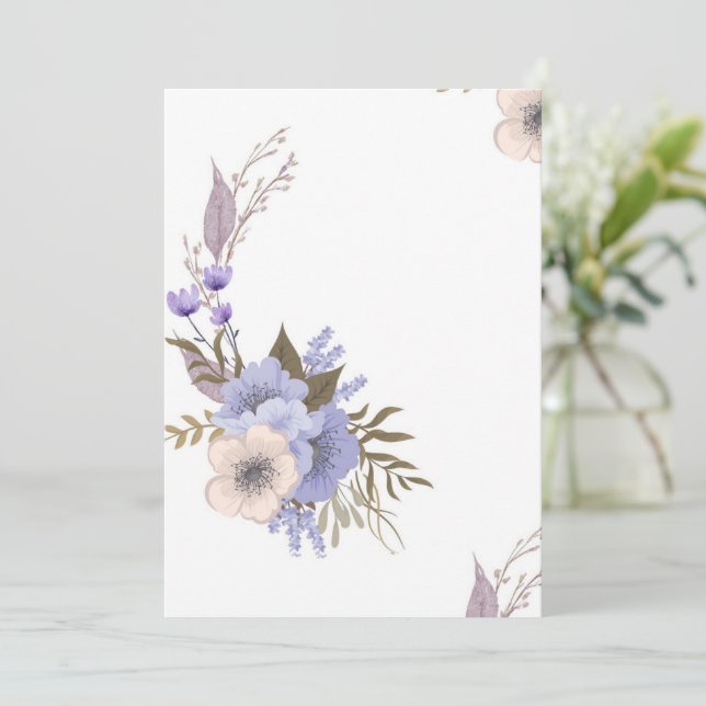 Invitation Style floral de boutique violet  (Debout devant)