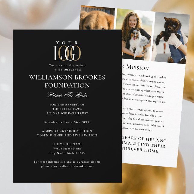 Invitation Style Gala Custom Event Logo Photo Black White (Créateur téléchargé)