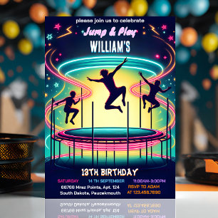 Invitation style garçons enfants cool trampoline Park 13e ann