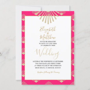 Invitation Style indien Pink Gold Chic Mariage Décontracté I