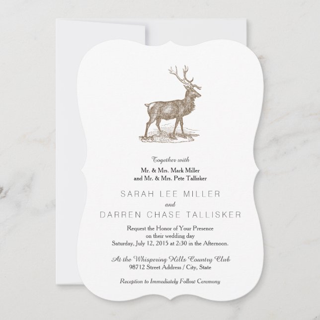 Invitation Style Letterpress Buck Mule Deer (Devant)