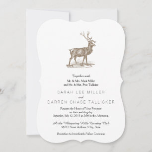 Invitation Style Letterpress Buck Mule Deer