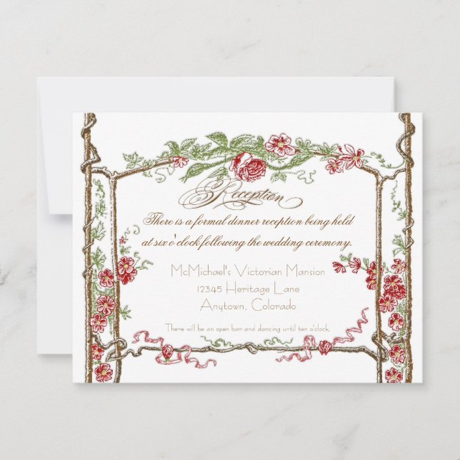 Invitation Style Letterpress Vintage Faux Bois Trellis - Roug (Devant)