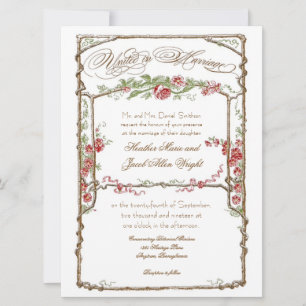 Invitation Style Letterpress Vintage Faux Bois Trellis - Roug