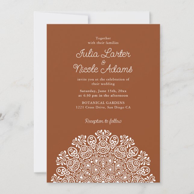 Invitation Style Mandala de Mariage Classique Orné Art Déco (Devant)