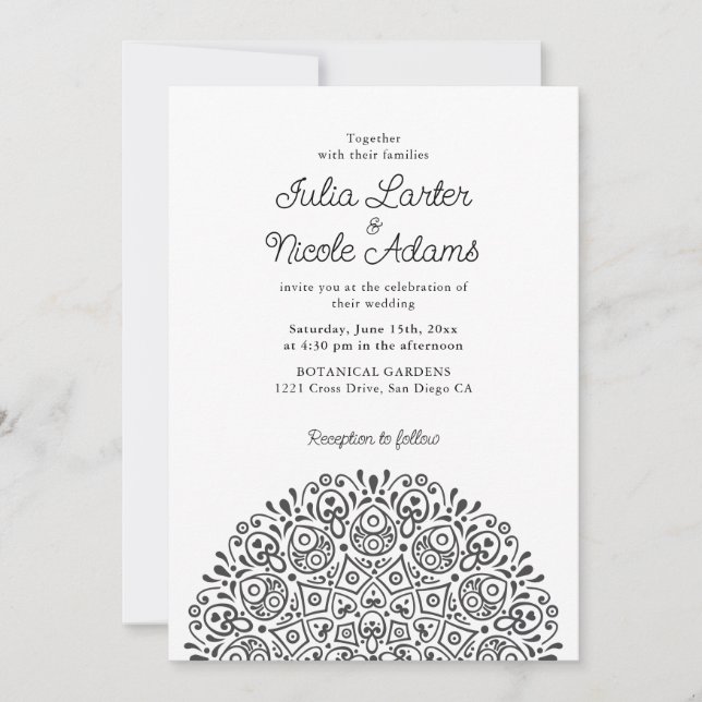 Invitation Style Mandala de Mariage Classique Orné Art Déco (Devant)