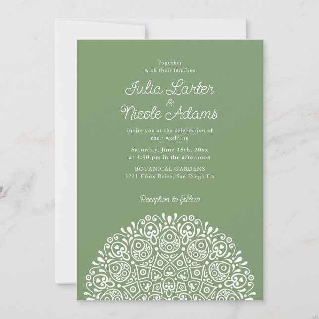 Invitation Style Mandala de Mariage Classique Orné Art Déco (Devant)