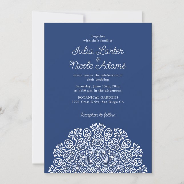 Invitation Style Mandala Mariage Art Déco Orné Classique (Devant)