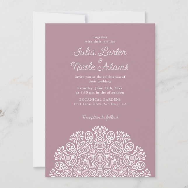 Invitation Style Mandala Mariage Art Déco Orné Classique (Devant)