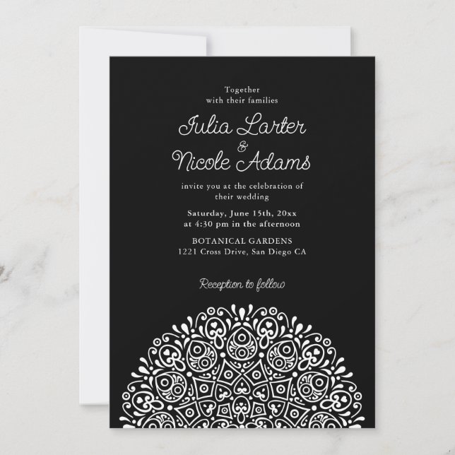Invitation Style Mandala Mariage Classique Orné Art Déco (Devant)