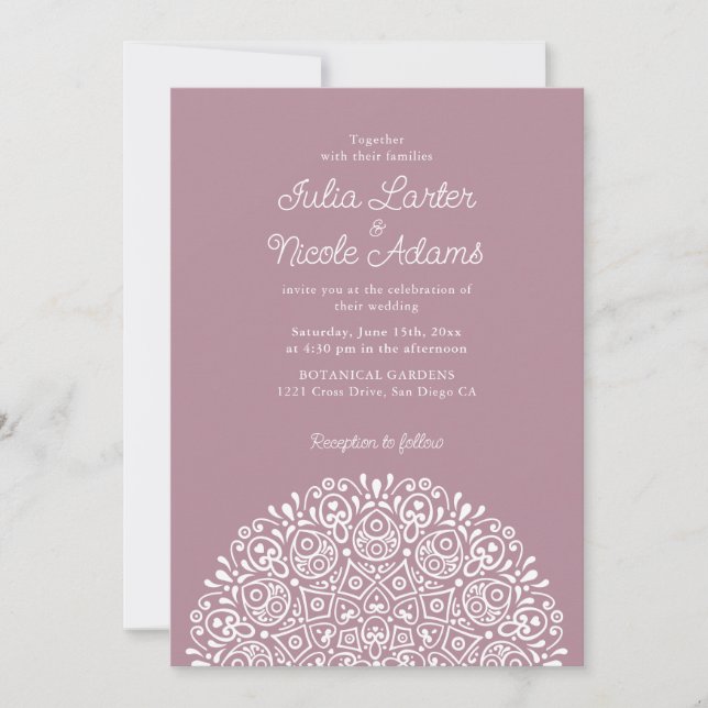 Invitation Style Mandala Mariage Classique Orné Art Déco (Devant)
