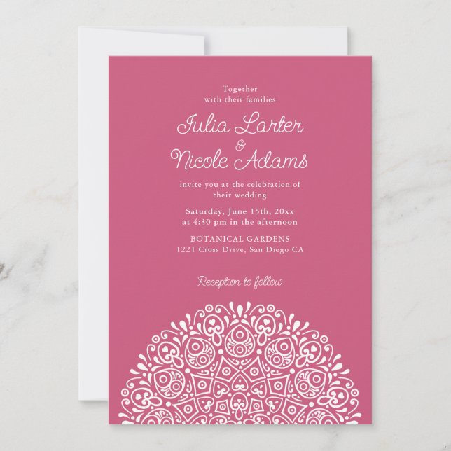 Invitation Style Mandala Mariage Classique Orné Art Déco (Devant)