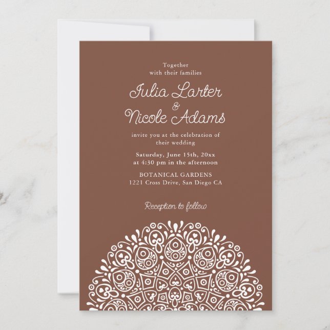 Invitation Style Mandala Mariage Classique Orné Art Déco (Devant)