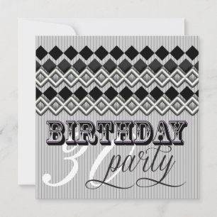 Invitation Style Mixup Stripy Diamond Age fête d'anniversaire