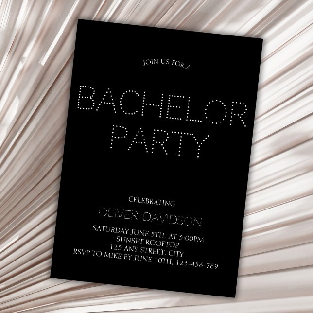 Invitation Style moderne Black Light Font Bachelor Party (Stylish Modern Black Light Font Bachelor Party Invitation)
