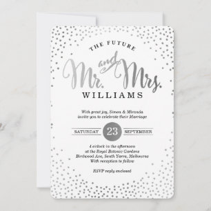 Invitation STYLE MODERNE MARIAGE mini confetti argent noir