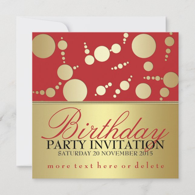 Invitation Style moderne Rouge Golden Anniversaire fêtes Invi (Devant)