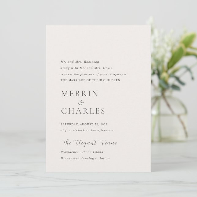 Invitation Style Neutre Photo Mariage moderne (Debout devant)