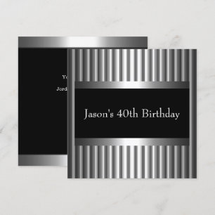 Invitation Style noir blanc Mens d'argent 40e