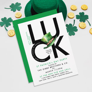 Invitation Style noir blanc St Patrick Lucky Irish Party