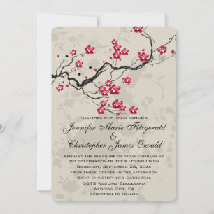 Invitation Style oriental Sakura Cherry Blossom Art Mariage