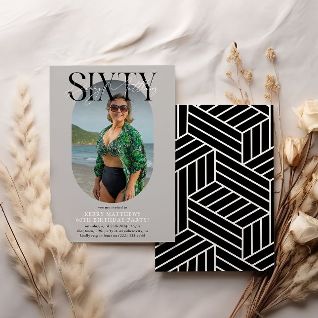 Invitation Style Oval Photo & Signature 60e anniversaire (Créateur téléchargé)