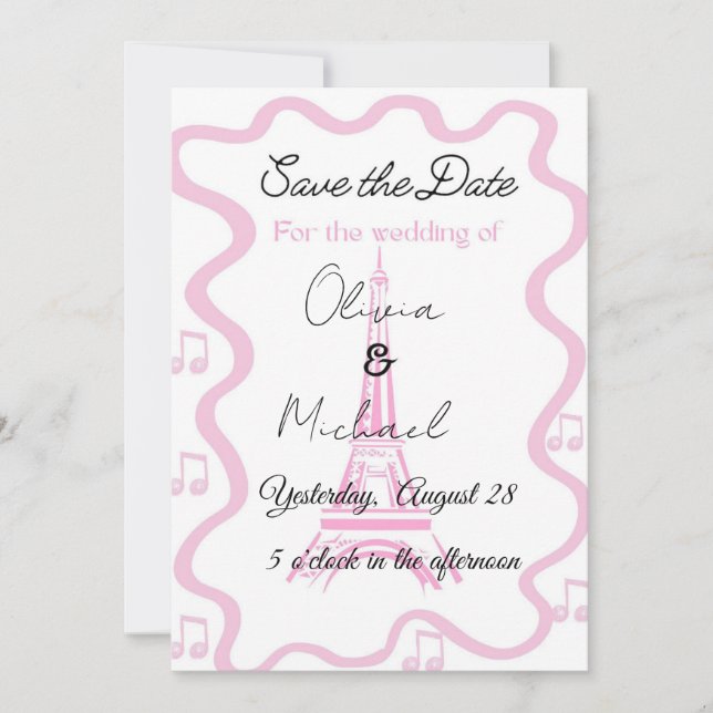 Invitation style parisien avec la tour mariage  (Devant)