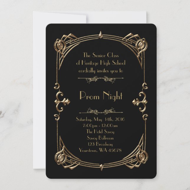 Invitation Style Prom Night Empire, Or fondu, noir (Devant)