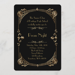 Invitation Style Prom Night Empire, Or fondu, noir