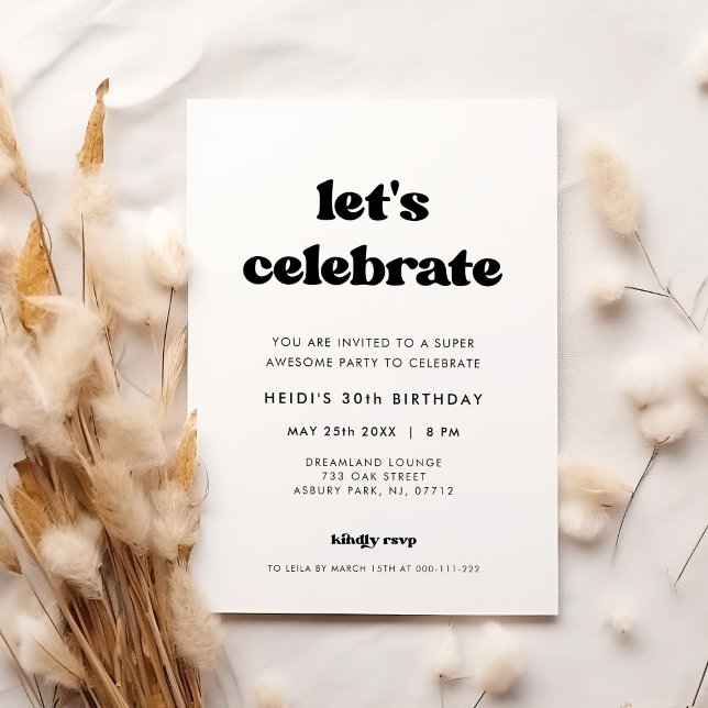Invitation Stylé rétro Fêtons l'anniversaire (Créateur téléchargé)